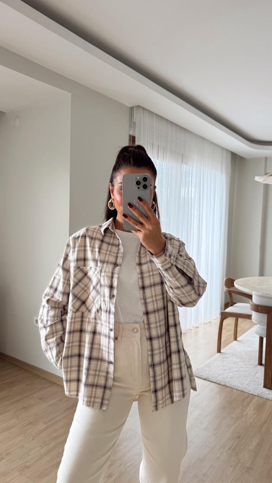 Bej Ekose Oduncu Gömlek