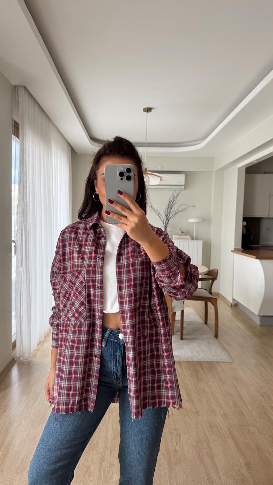 Bordo Ekose Oduncu Gömlek