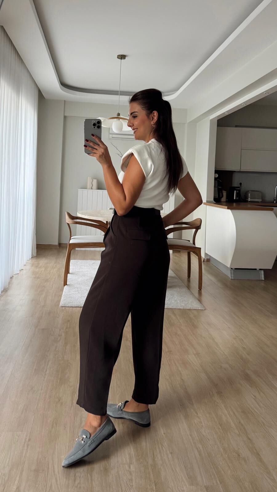 Kemerli Kahve Havuç Pantolon