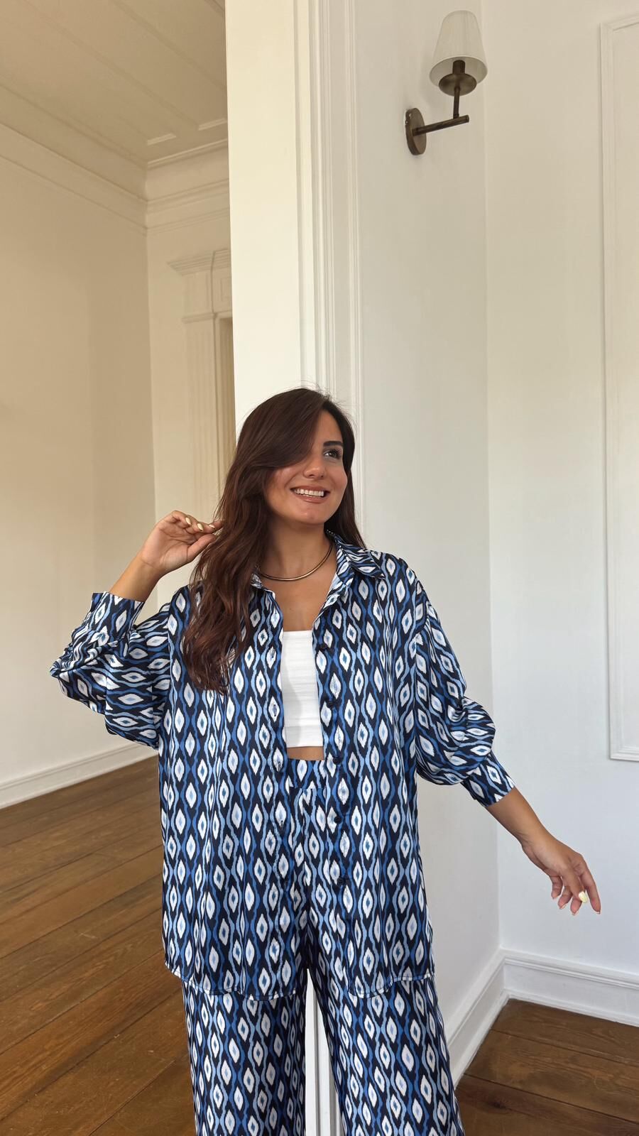 Desenli Saten Gömlek Laci