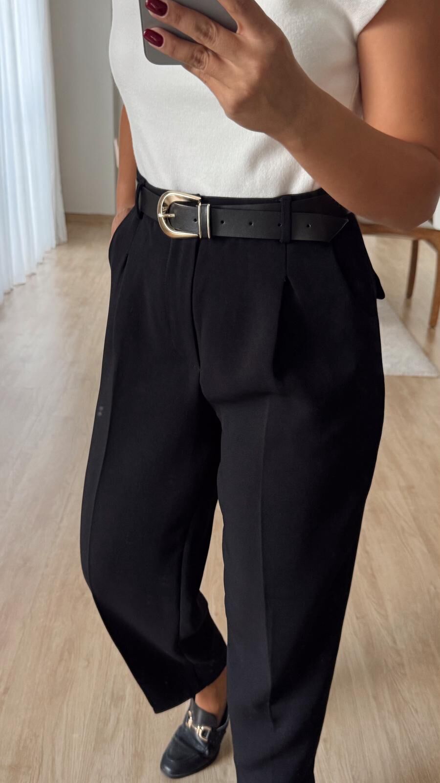 Kemerli Siyah Havuç Pantolon