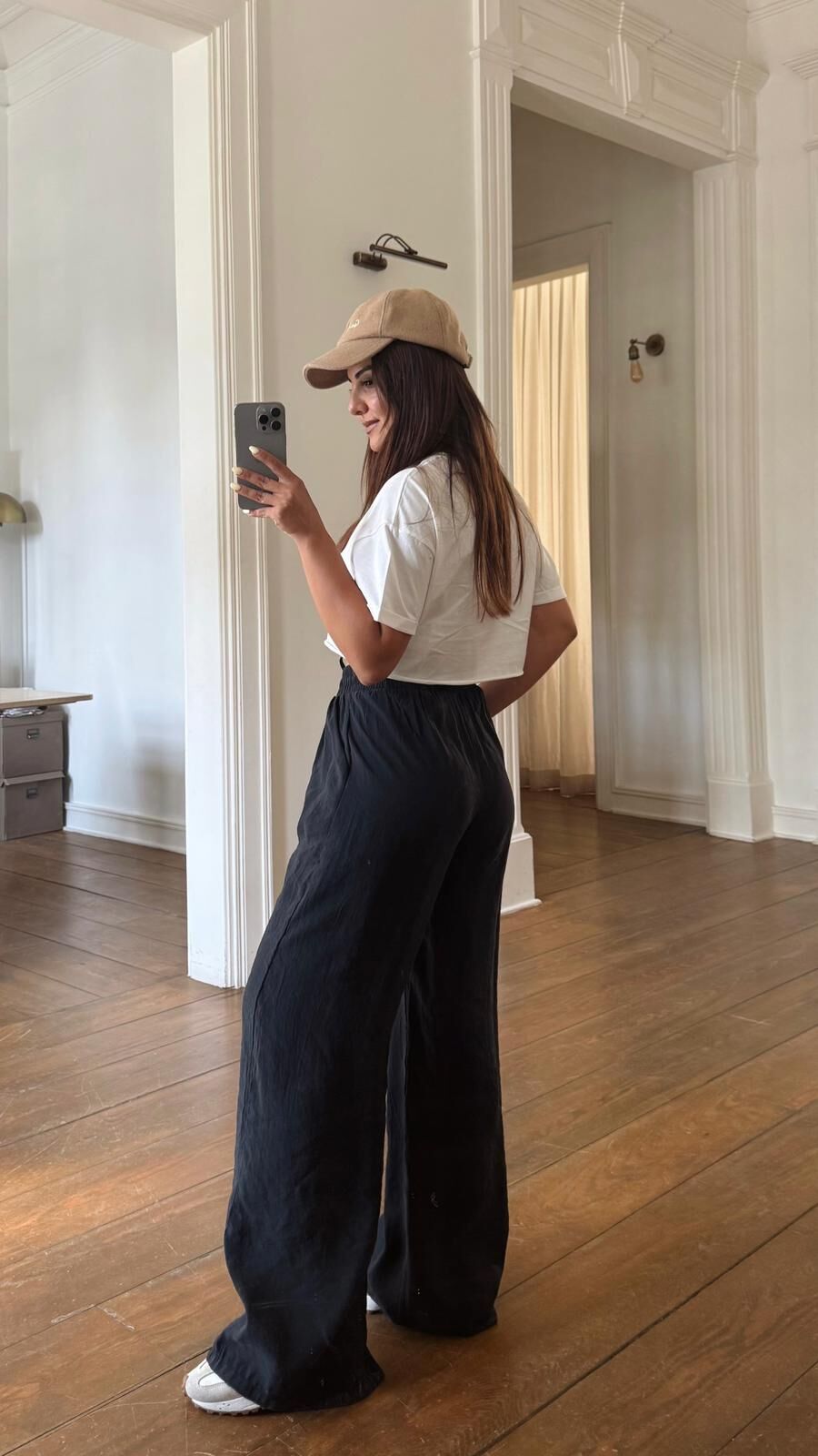 Tencel Boncuklu Pantolon Siyah