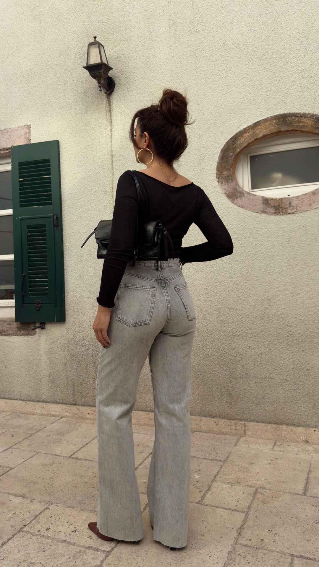 Taşlamalı Açık Gri Straight Jean