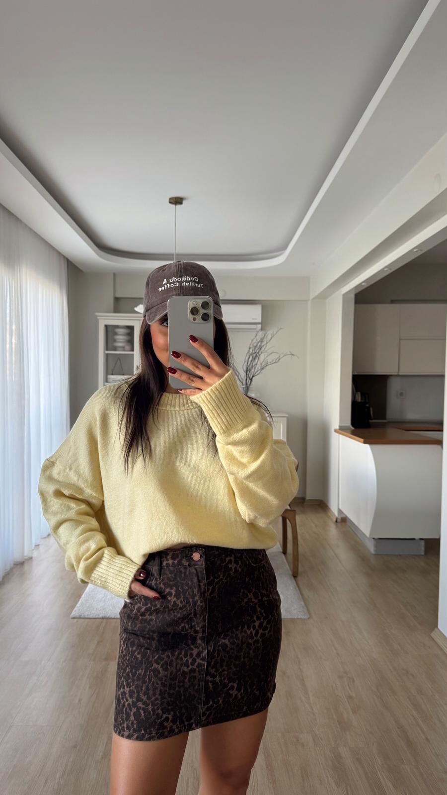 Leopar Denim Mini Etek