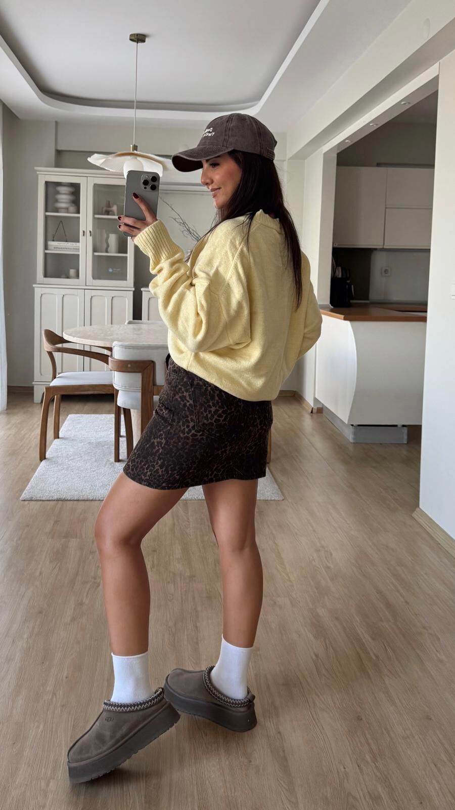 Leopar Denim Mini Etek