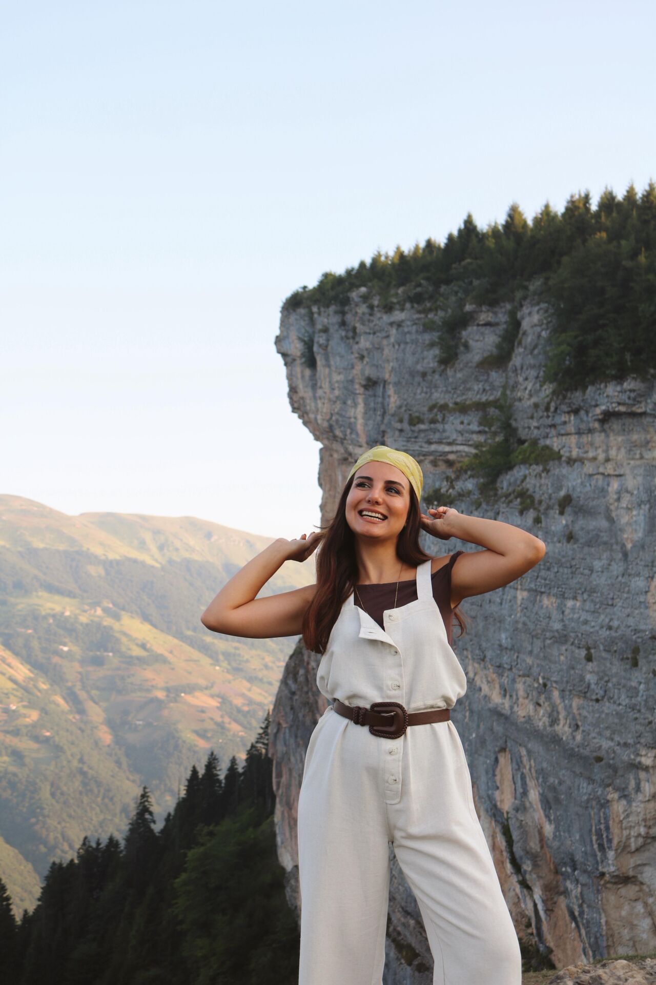 Düğmeli Keten Tulum