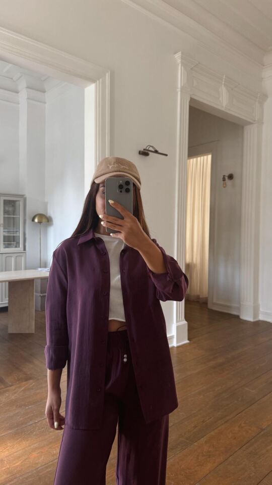 Mürdüm Tencel Gömlek