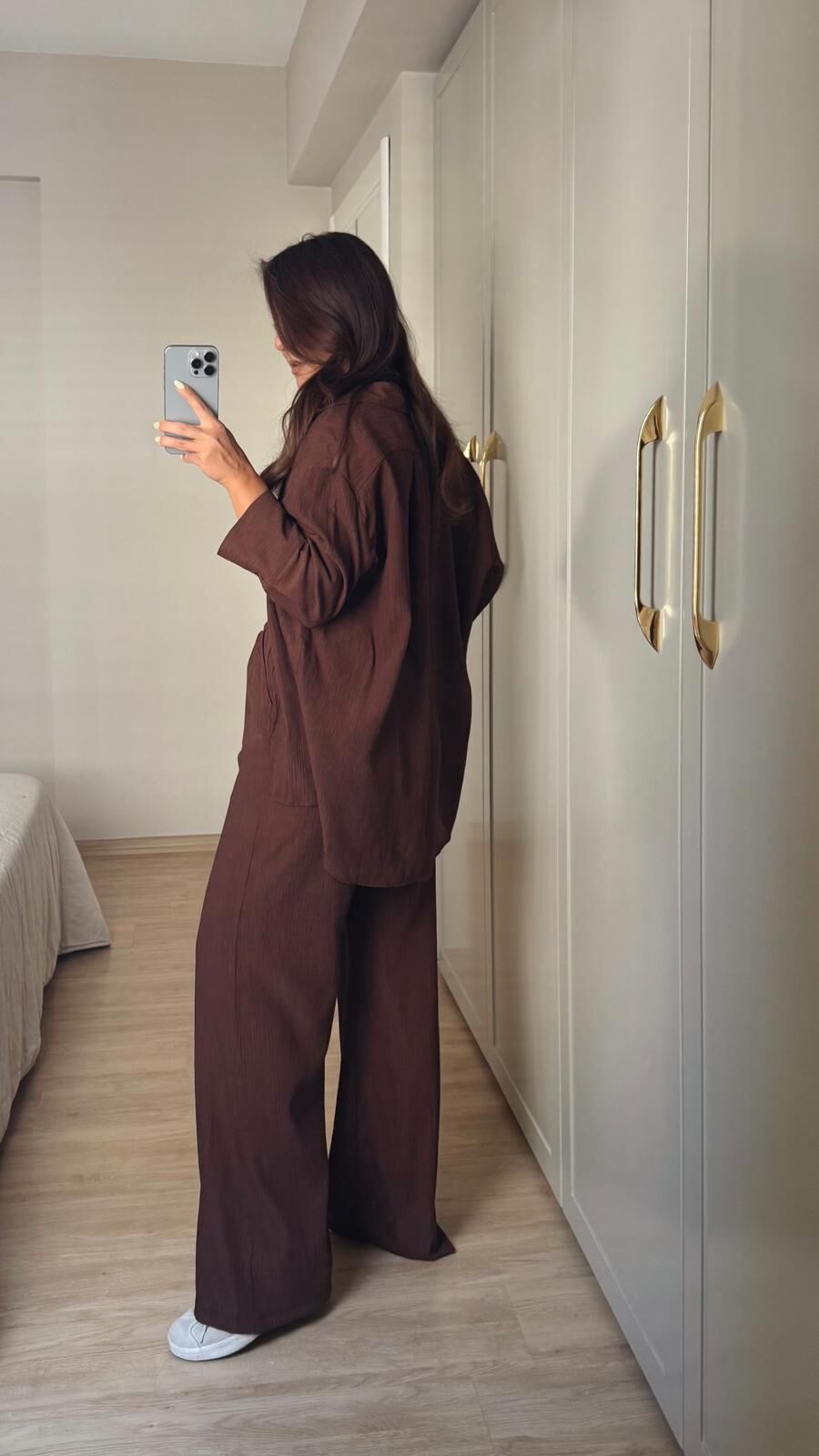 Krinkıl Pantolon Kahve