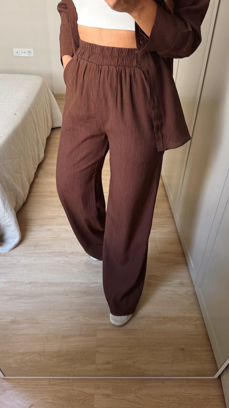 Krinkıl Pantolon Kahve