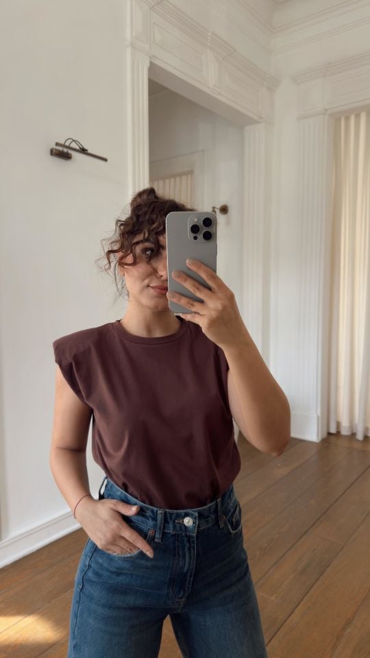 Vatkalı Tshirt Kahve