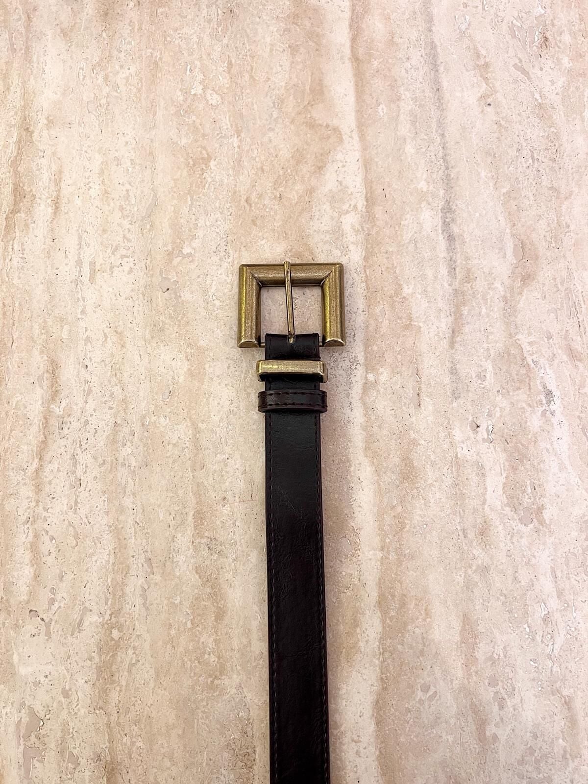 Bronz Kare Toka Kahve Kemer