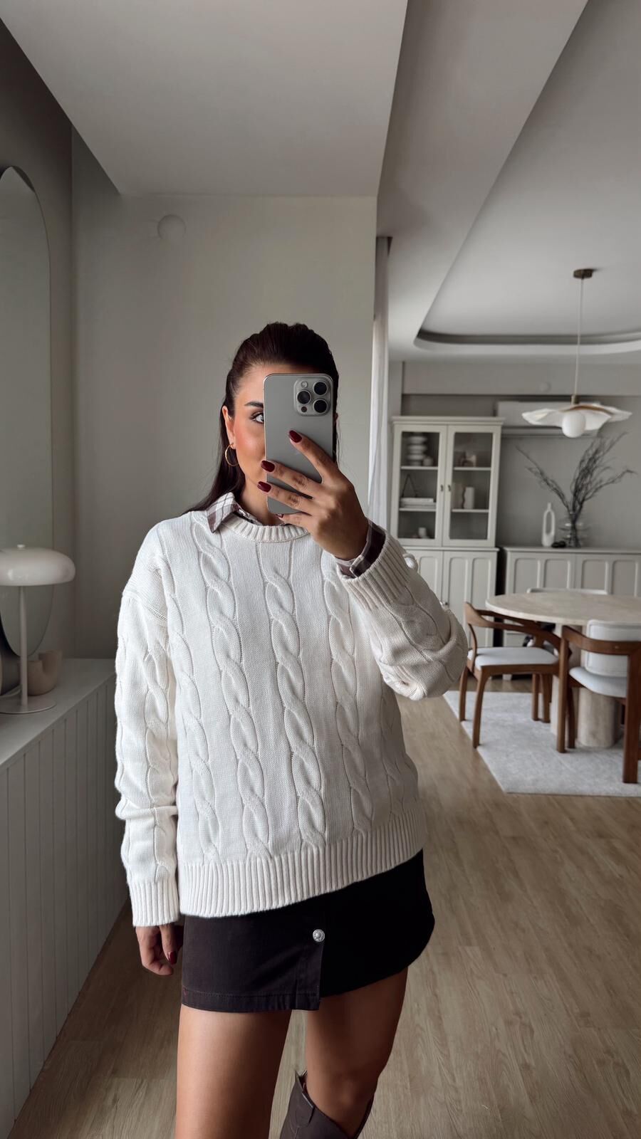 Burgu Örgü Ekru Kazak