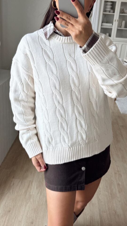 Burgu Örgü Ekru Kazak