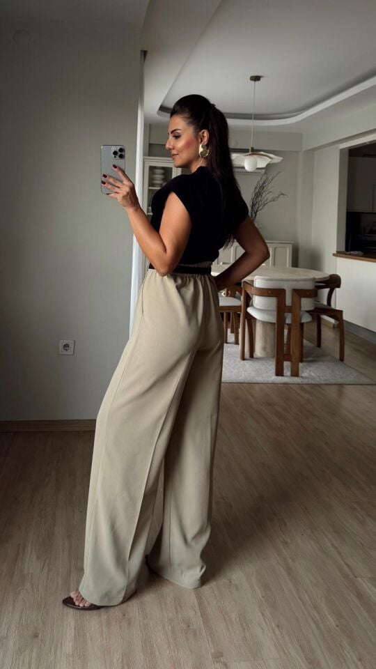 Gold Düğme Pantolon Bej