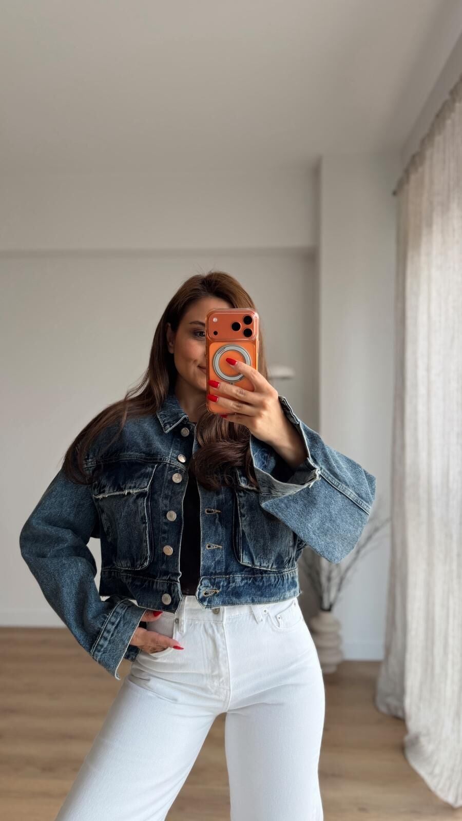 Yıkamalı Crop Denim Ceket