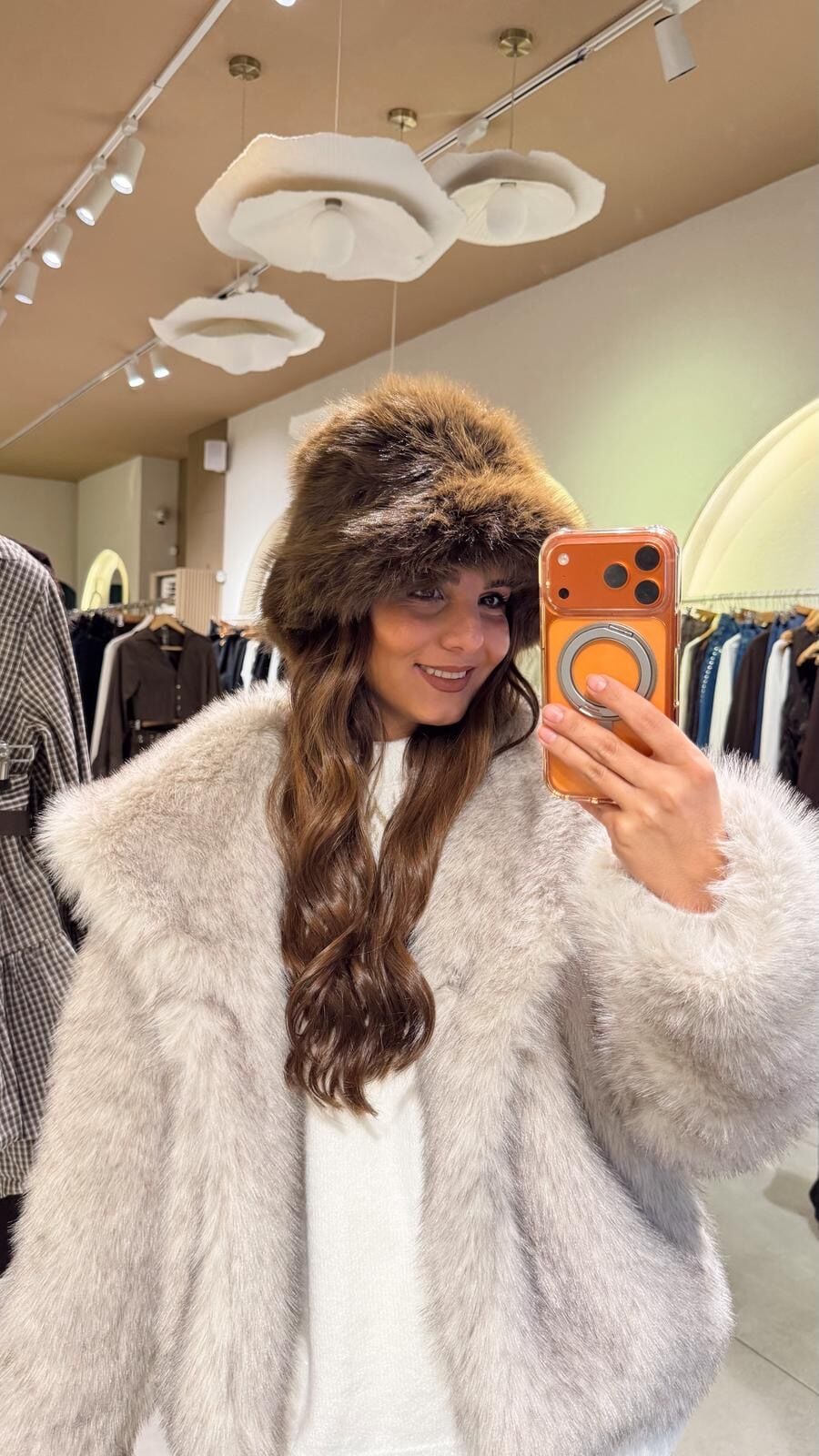 Kahve Peluş Kürk Şapka