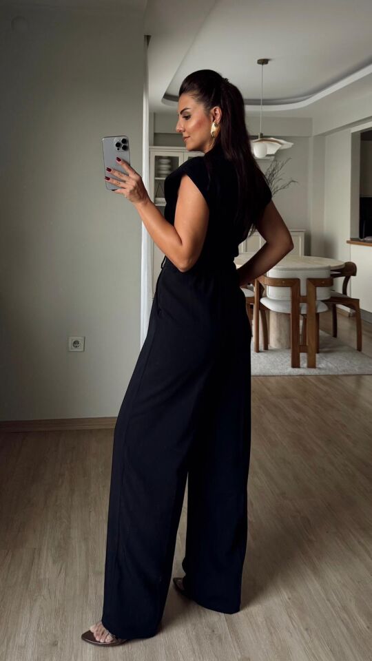 Gold Düğme Pantolon Siyah