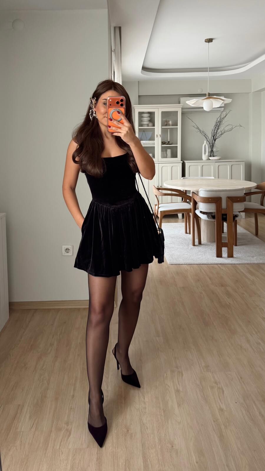 Zr Siyah Kadife Elbise