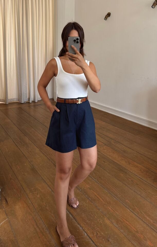 Keten Şort Lacivert