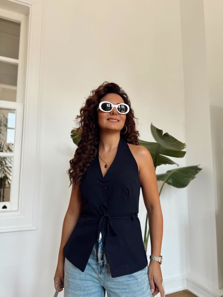 İpli Yelek Lacivert