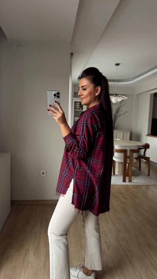 Bordo Laci Ekose Gömlek