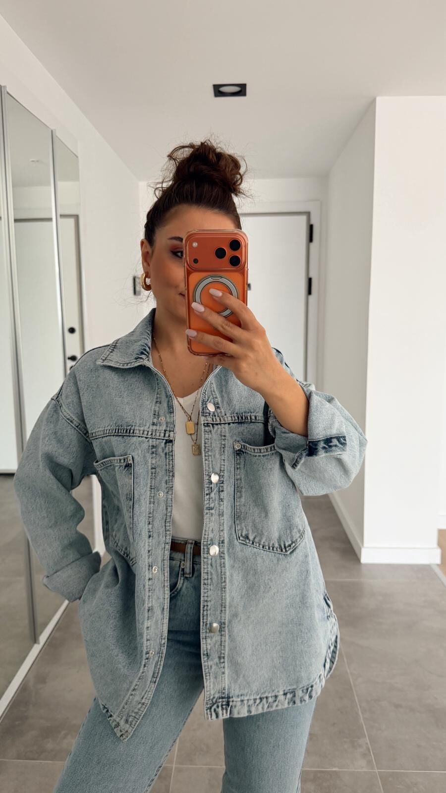 Açık Mavi Cepli Denim