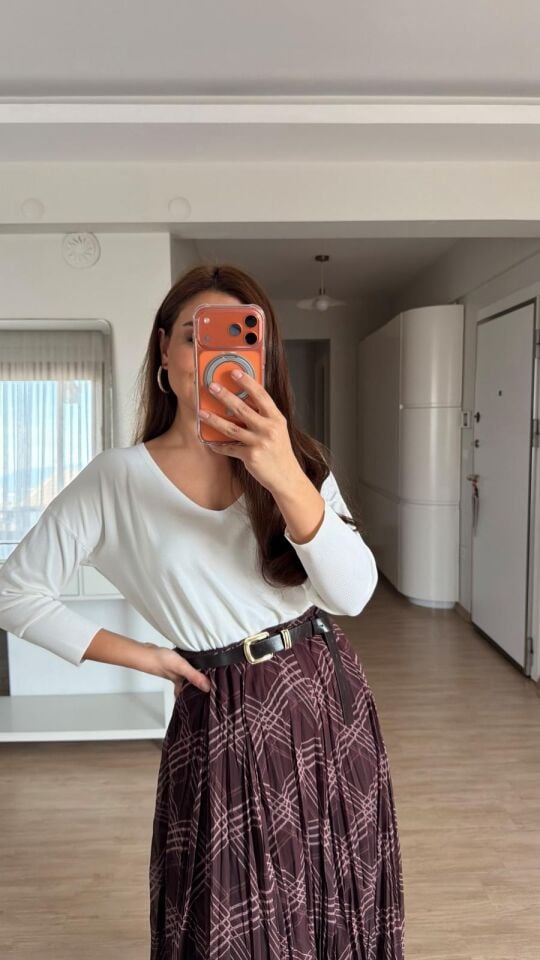 Dirsek Kol Triko Ekru