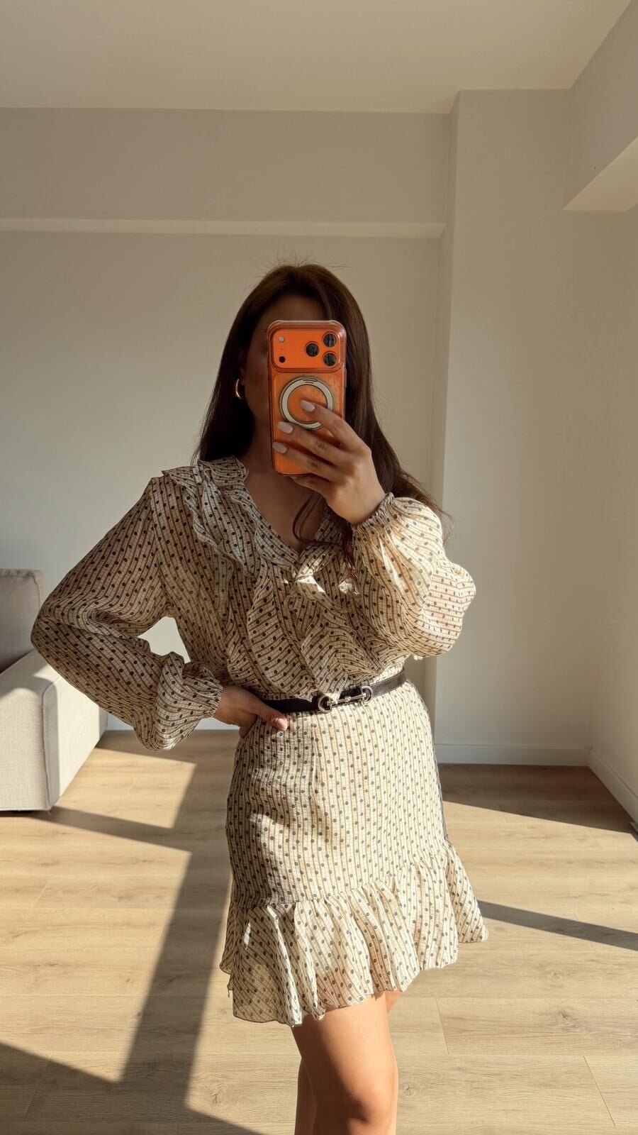 Puantiyeli Volanlı Bluz