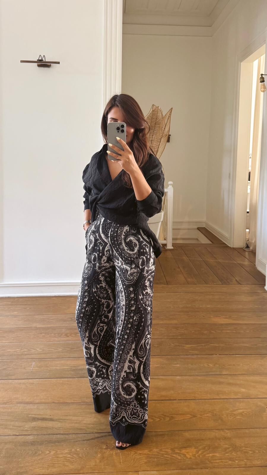 Siyah Şal Desen Pantolon