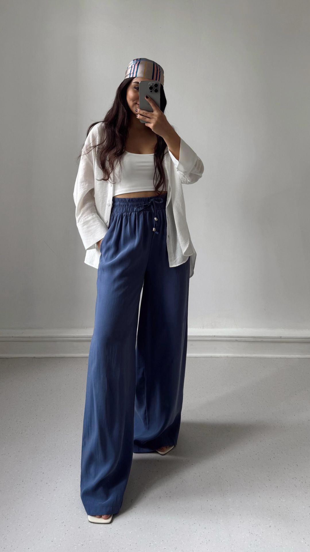 Bağcıklı Tencel Pantolon İndigo