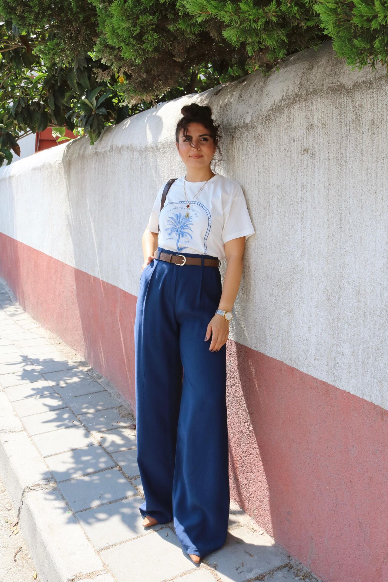 Lacivert Yüksek Bel Palazzo