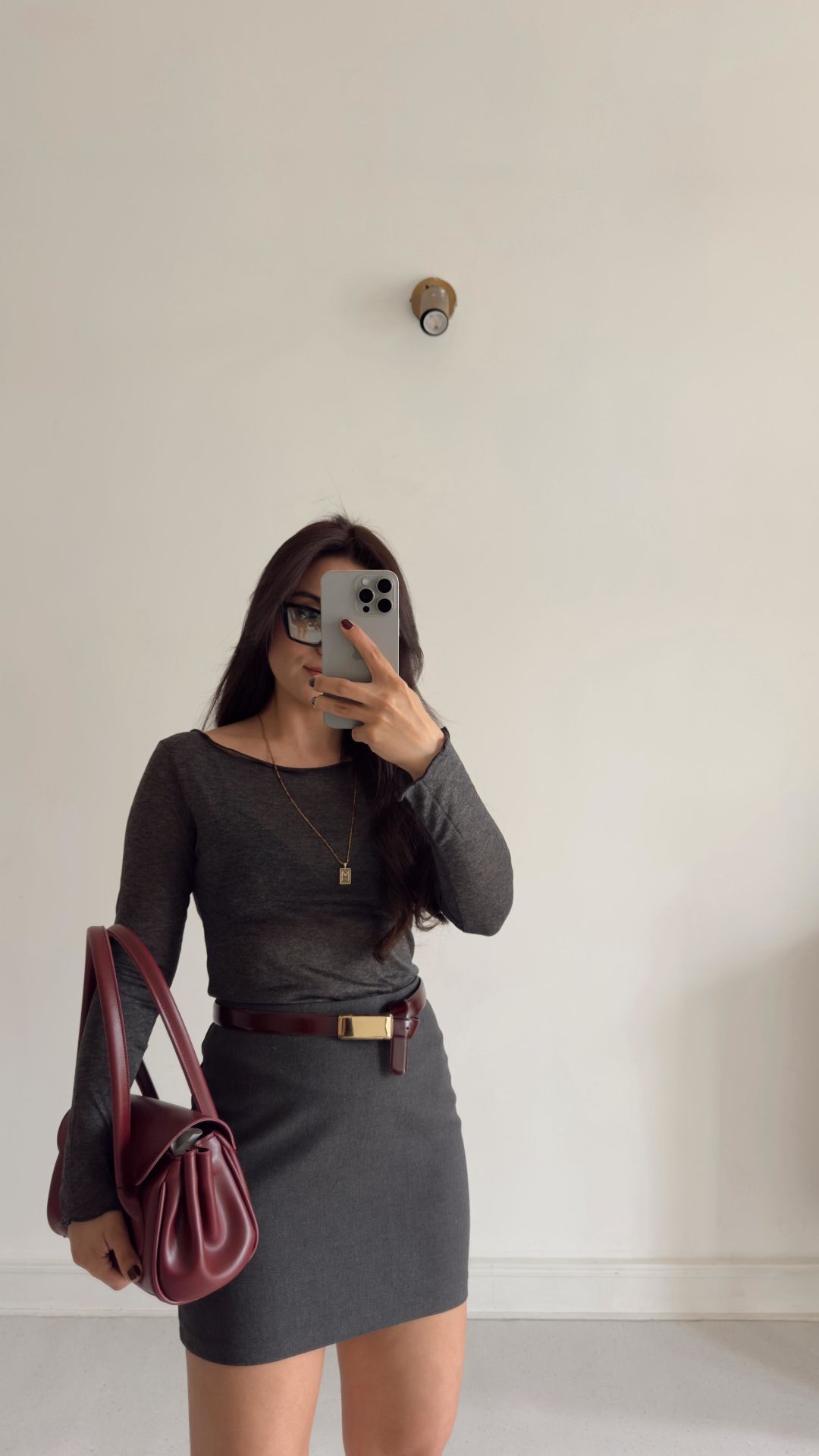 Kumaş Mini Etek Antrasit