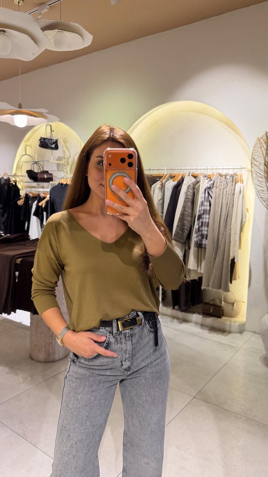 Dirsek Kol Triko Haki