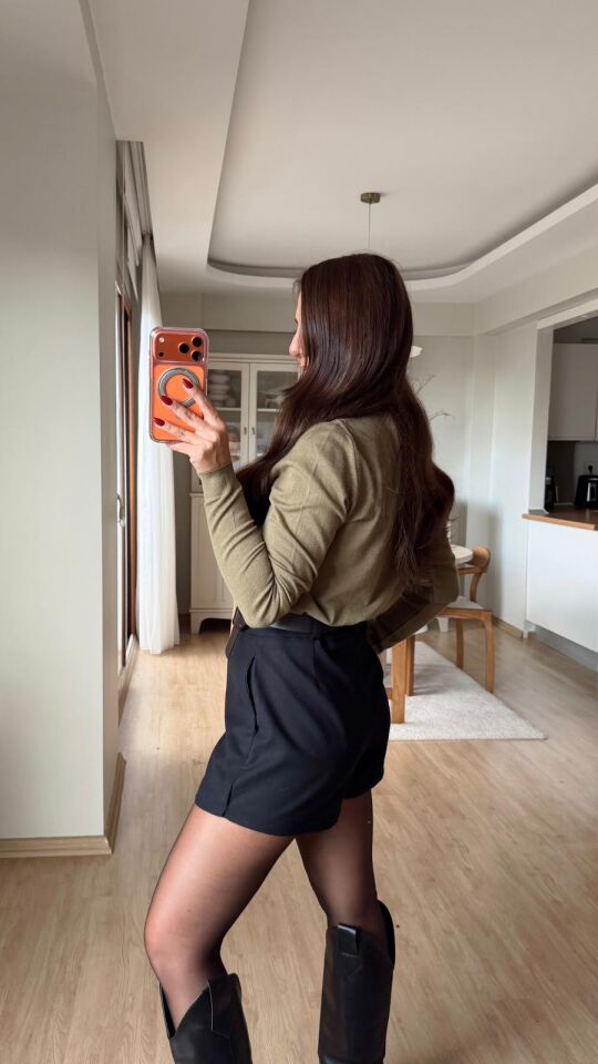 Bisiklet Yaka Kısa Triko Haki