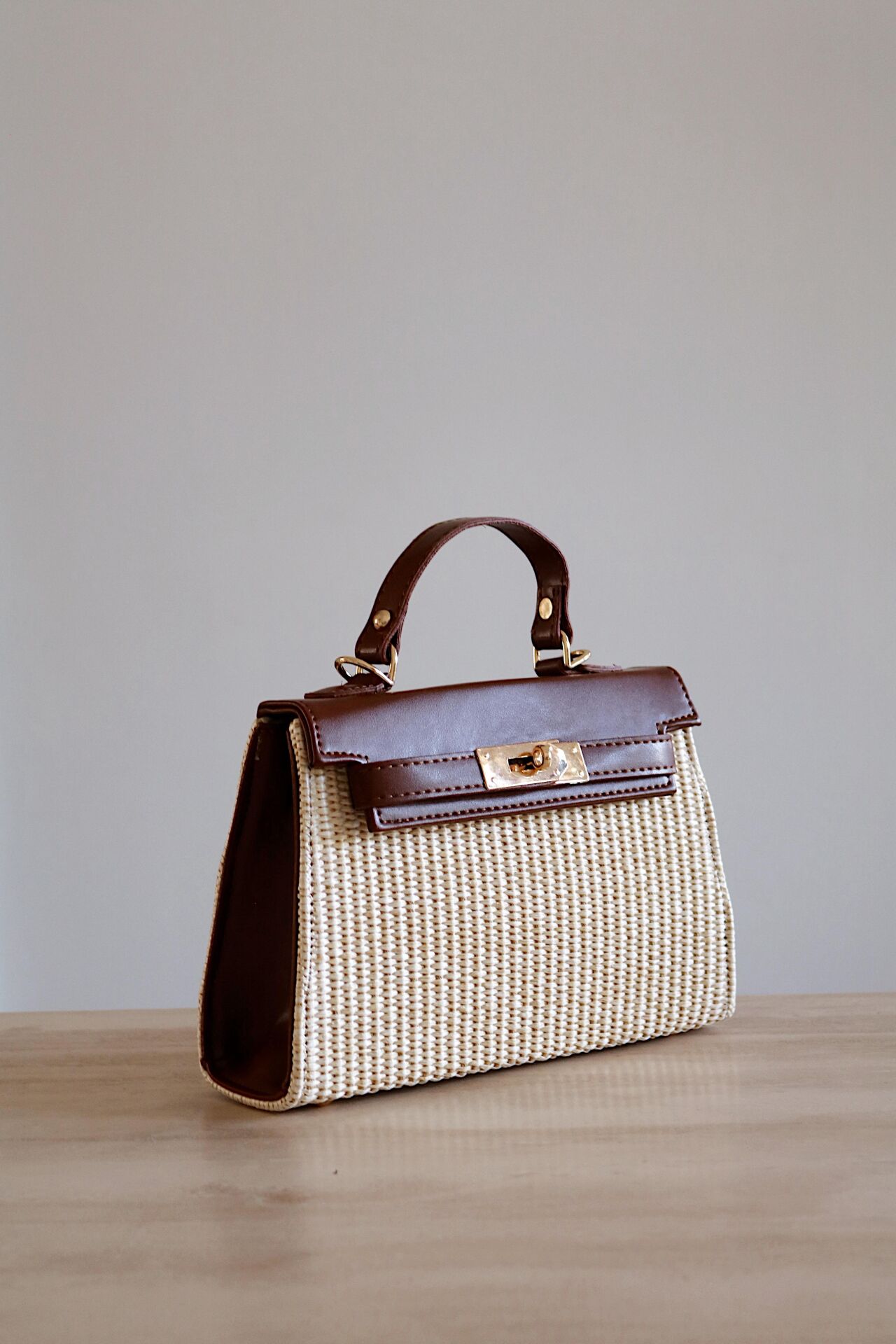 Hasır Detay Çanta Taba