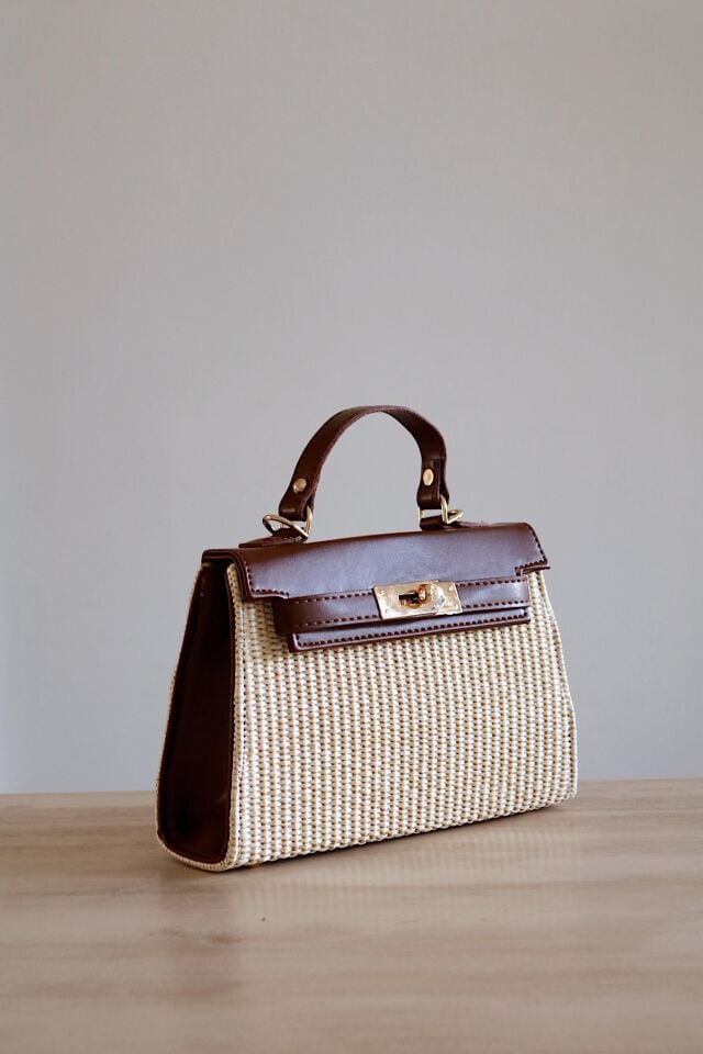 Hasır Detay Çanta Taba