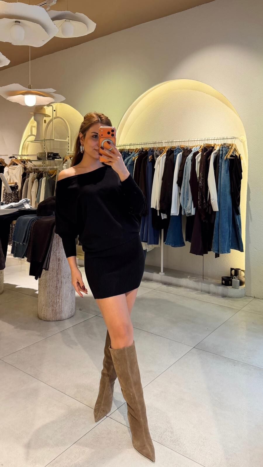 Asimetrik Kesim Mini Elbise Siyah