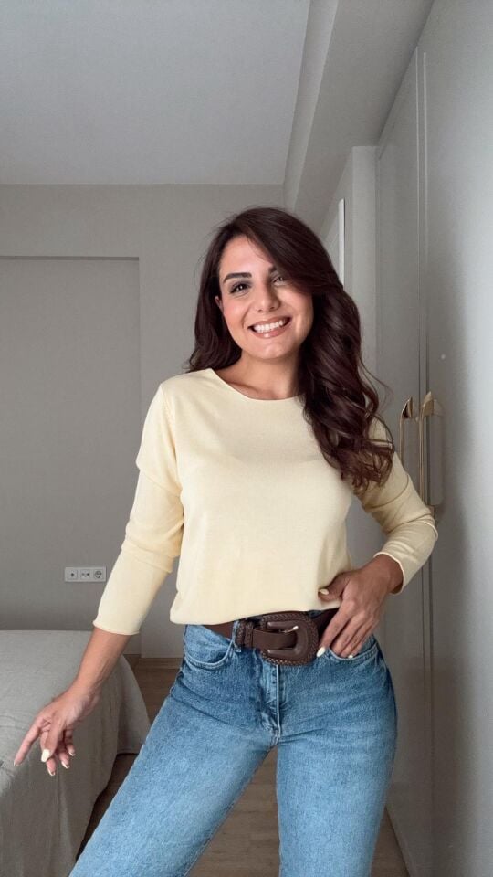 Açık Yaka Kazak Butter