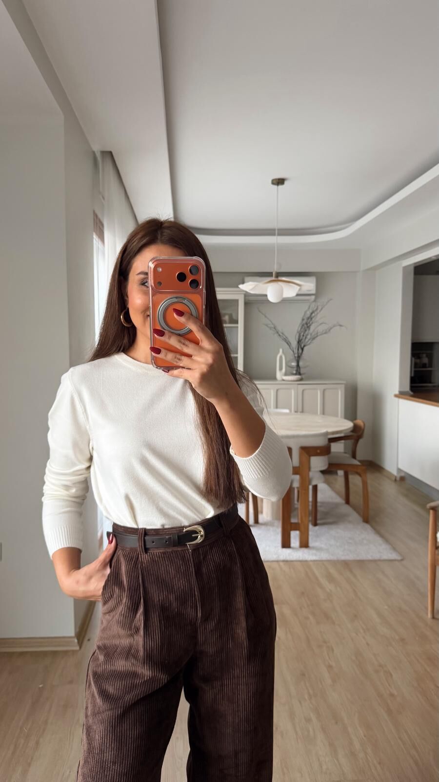 Bisiklet Yaka Triko Ekru