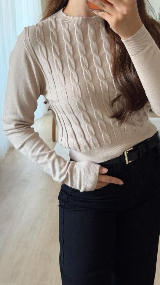 Saç Örgü Bluz S.Kahve