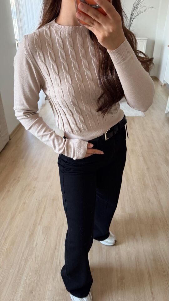 Saç Örgü Bluz S.Kahve