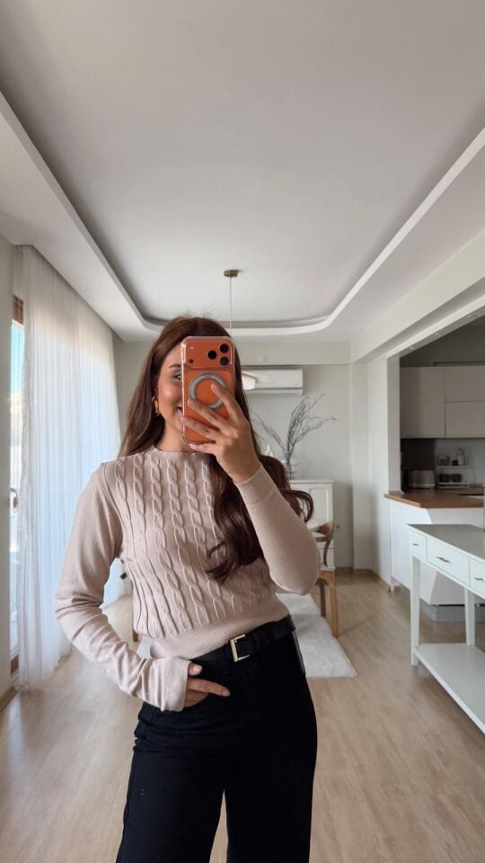 Saç Örgü Bluz S.Kahve