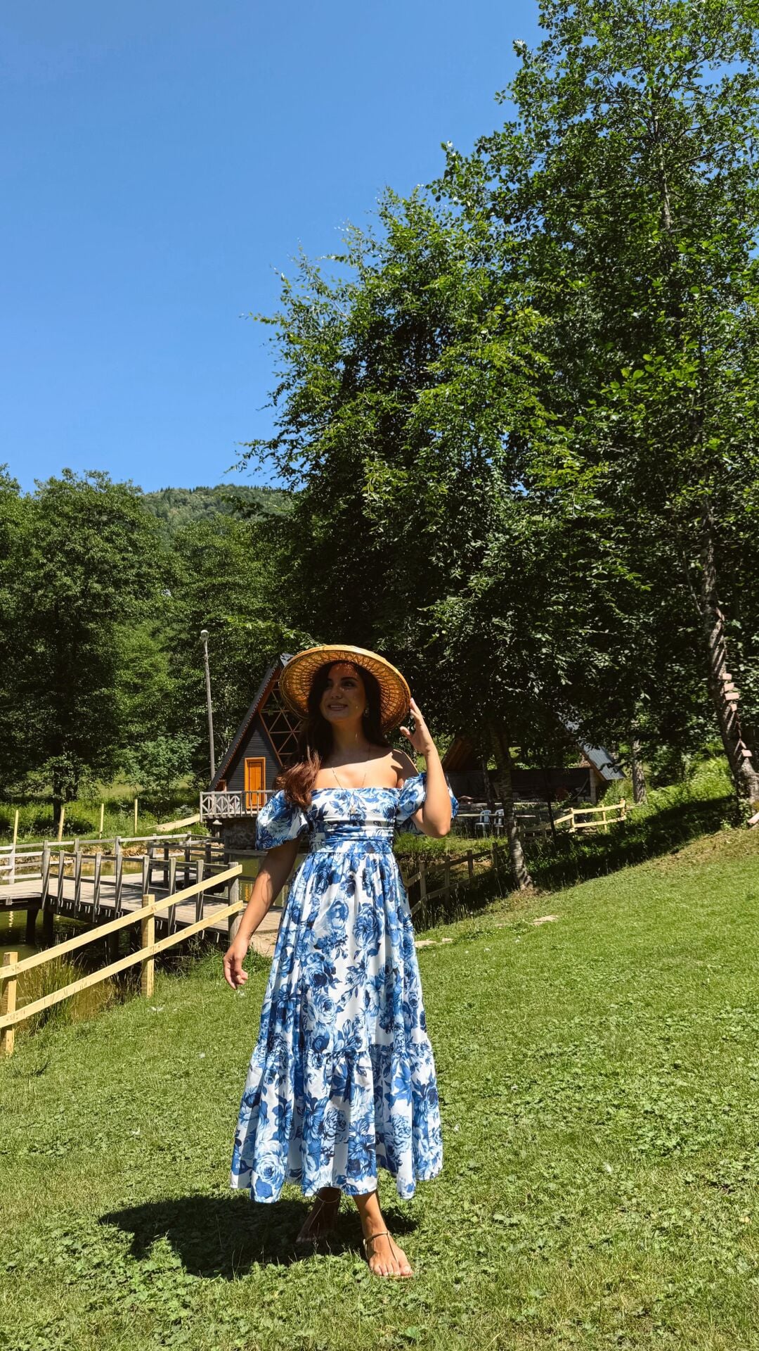 Karpuz Kol Mavi Elbise