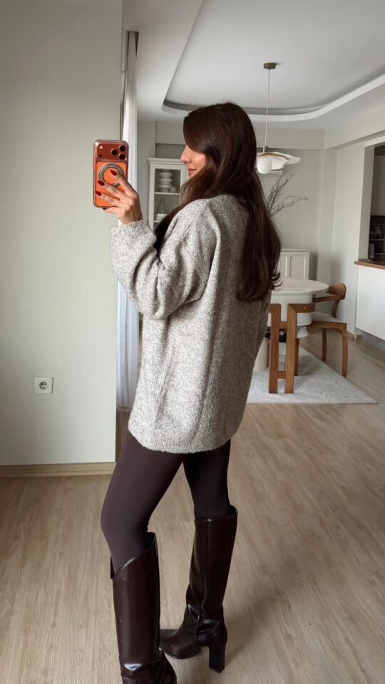 Oversize Kırçıllı Hırka