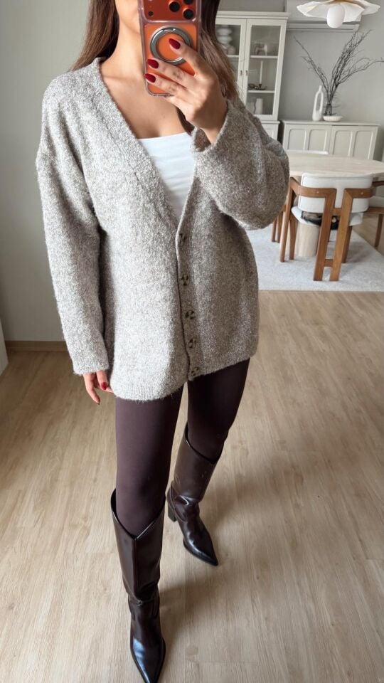 Oversize Kırçıllı Hırka