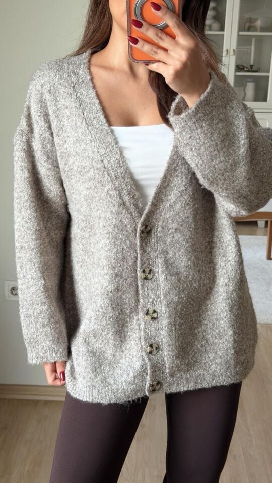 Oversize Kırçıllı Hırka