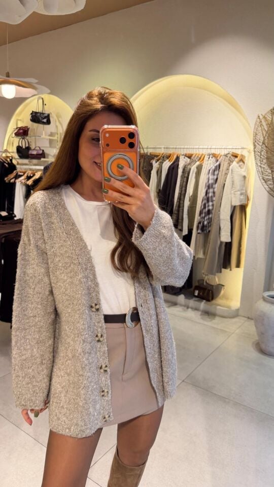 Oversize Kırçıllı Hırka