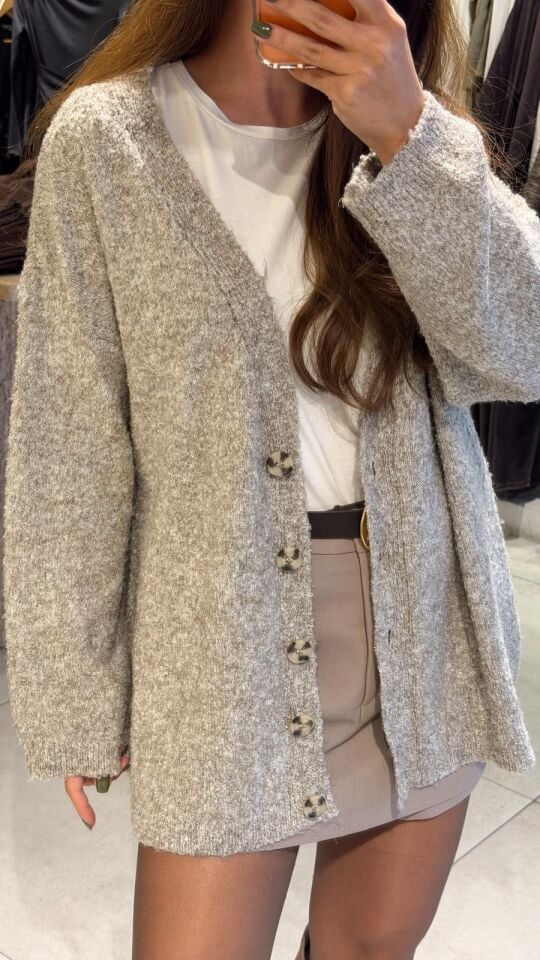 Oversize Kırçıllı Hırka