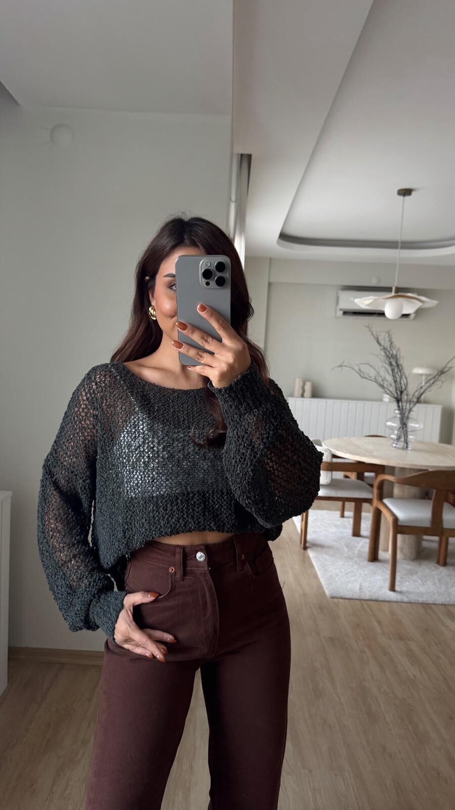 Kayık Yaka Merserize Bluz Haki