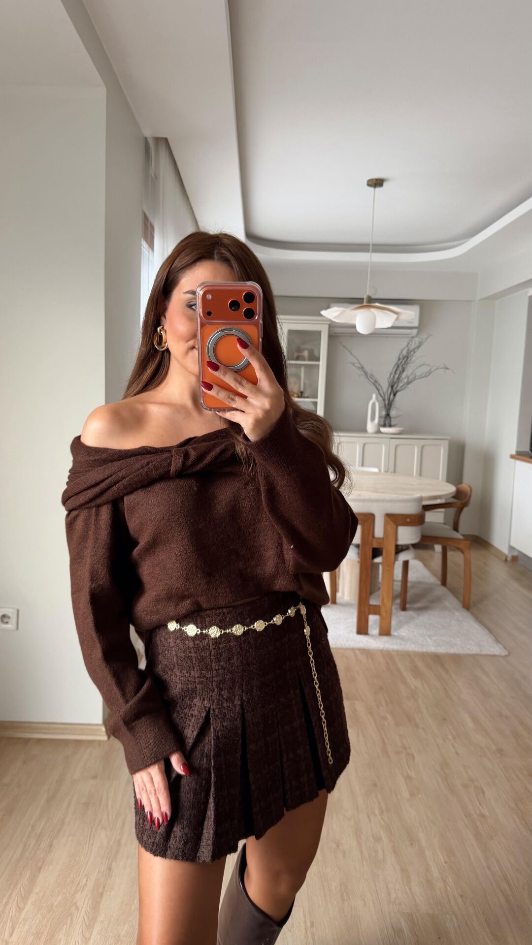 Düğüm Yaka Kazak Kahve